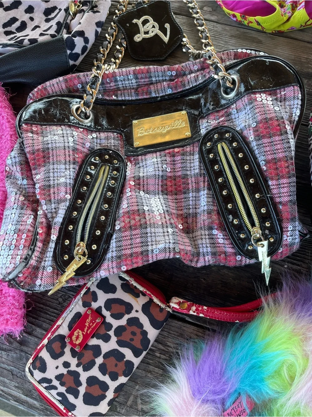 ALL BETSEY JOHNSON Colorful Assorted Purses & Accessories Lot/scarfs , bikini